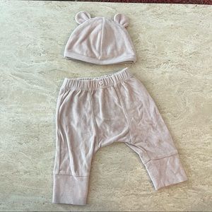 Kate Quinn Cotton Velour Pale Pink Pants and Matching Hat